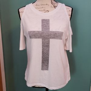 TOPSHOP Shoulder Cut Out Tee with Cross